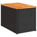 Garden Side Tables 2pcs Black 55x34x37cm Poly Rattan Solid Wood 365980