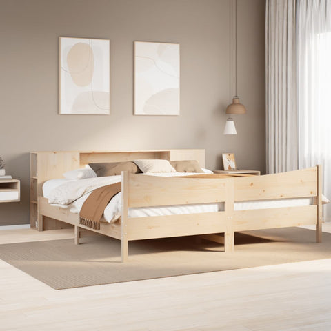 ZNTS Bed Frame without Mattress 200x200 cm Solid Wood Pine 3323287