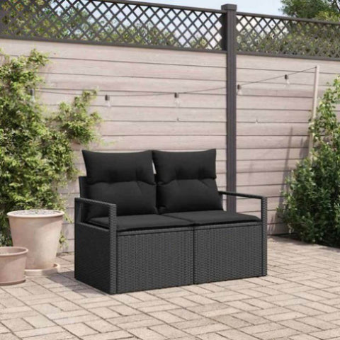 Garden Sofa with Cushion Black 120 x 62 x 69cm Poly Rattan 42006771