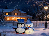 Set of 2 Lighted Plush Penguin and Snowman Christmas Decorations, Pre-lit Pull Up Holiday Decor with 46065456