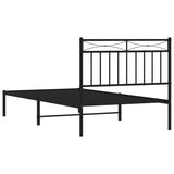Metal Bed Frame without Mattress with Headboard Black 100x190cm 373685