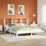 Bookcase Bed without Mattress White 180x200 cm Super King Solid Wood Pine 3322569