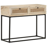 Console Table 100x35x76 cm Solid Mango Wood and Natural Cane 323512