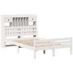 ZNTS Bookcase Bed without Mattress White 120x200cm Solid Wood Pine 3322262