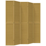 Room Divider 5 Panels Brown Solid Wood Paulownia 358824