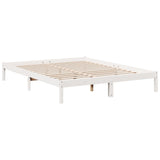 Extra Long Bed Frame without Mattress White 140x210 cm Solid Wood Pine 852407