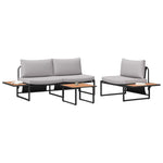 Garden Dining Set 3 pcs Light grey Steel 3335892