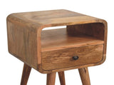 Solid Wood Mini Oak-ish Curve Open Bedside, 1 Drawer and Open Slot B2743P402936
