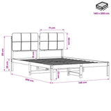 Bed Frame with Upholstered Headboard Whitewash and Taupe 904069