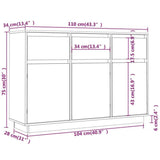 ZNTS Sideboard White 110x34x75 cm Solid Wood Pine 813815