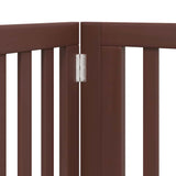 Dog Gate with Door Foldable 10 Panels Brown 800 cm Poplar Wood 3155691