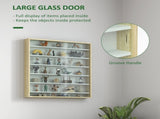 7-Tier Wall Display Shelf Unit Cabinet w/ 6 Adjustable Shelves Glass Doors Home Office Ornaments T3398P342392