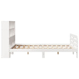 ZNTS Bed Frame without Mattress White 135x190 cm Double Solid Wood Pine 3309948