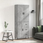 Highboard Concrete Grey 69.5x34x180 cm Engineered Wood 3196031