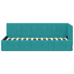 Corner Bed Frame with Headboard Turquoise 80 x 200 cm Velvet 42016295