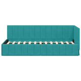 Corner Bed Frame with Headboard Turquoise 80 x 200 cm Velvet 42016295