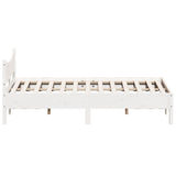 ZNTS Bed Frame White 135x190 cm Double Solid Wood Pine 844746