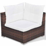 6 Piece Garden Lounge Set with Cushions Poly Rattan Brown 42742