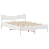 Bed Frame with Headboard White 150x200 cm King Size Solid Wood Pine 3307042
