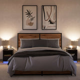 Bedside Cabinets with LED Lights 2 pcs Black Engineered Wood 852022