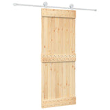 Sliding Door Natural and White 80 x 210 cm Solid Pine Wood 3445027
