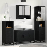 Bathroom Furniture Set 3 pcs Black Oak Engineered Wood 3402416