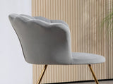 Velvet-Feel Lotus Petal Accent Chair - Grey T3398P340946