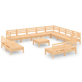 13 Piece Garden Lounge Set Solid Wood Pine 3083169