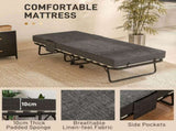 Single Steel Frame Folding Bed, with Wheels - Black/Grey T3398P343505