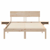 Bed Frame with Headboard Brown 140 x 200 cm Solid Pine Wood 873445