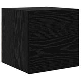 TV Cabinet Set Wall-mounted 8 pcs Black Oak Engineered Wood 3393295