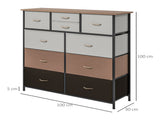 Bedroom Chest of Drawers, 10 Drawer Dresser with Foldable Fabric Drawers and Steel Frame, T3398P330466