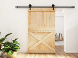 Sliding Door Natural and Black 95 x 210 cm Solid Pine Wood 3445168
