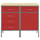 Work Cabinet with Drawer 2 pcs Red and Grey 100 x 55 x 85 cm 3321365