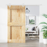 Sliding Door with Hardware Set 100x210 cm Solid Wood Pine 3203190