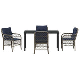 Garden Dining Set with Cushion 5 pcs Grey and Black Rattan 3380248