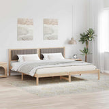 Bed Frame with Headboard Taupe 200 x 200 cm Solid Pine Wood 3394241