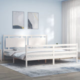 Bed Frame without Mattress White 200x200 cm Solid Wood 3194072