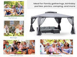 3 x 3 m Metal Gazebo, Garden Pavillion, Double Roof Outdoor Canopy Shelter with Mesh Sidewalls, Grey T3398P317716
