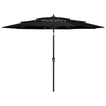 ZNTS 3-Tier Garden Parasol with Aluminium Pole Black 3 m 313874