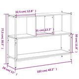 Bookcase Grey Sonoma 102x28x77.5 cm Engineered Wood 838901