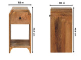 Solid Wood Newton Mini Oak-ish Nightstand with a drawer and open shelf, Brown B2743P403243