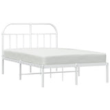 Metal Bed Frame without Mattress with Headboard White 135x190cm 353683