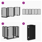 Dog Gate with Door Foldable 6 Panels Black 300 cm Poplar Wood 352223