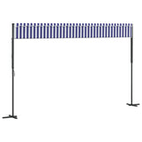 Free Standing Awning Blue and White 500x300 cm Fabric and Steel 368933