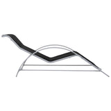 Sun Lounger Black, Silver Aluminium, Textilene, Steel, Tempered Glass 310534