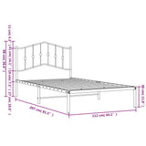 Metal Bed Frame without Mattress with Headboard White 107x203cm 373834
