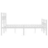 Metal Bed Frame without Mattress with Footboard White 135x190cm 355725