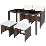5 Piece Outdoor Dining Set with Cushions Poly Rattan Brown 42600