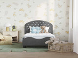 Toddler Bed Frame with Headboard Dark Grey 70 x 140 cm Velvet 42011100